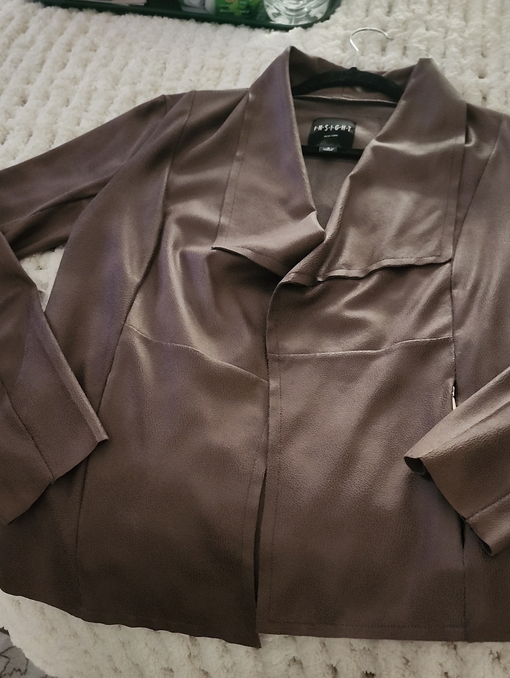 Insight Taupe Draped Open-Front Blazer